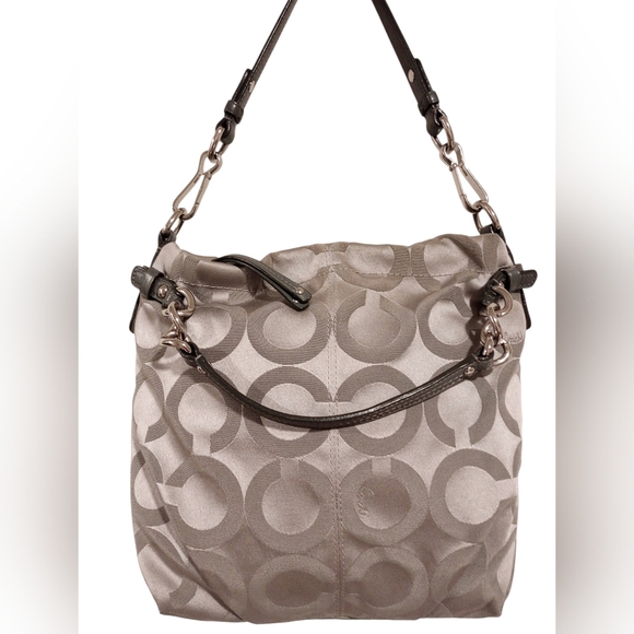 Coach Signature Op Art Convertible Hobo Handbag - Picture 2 of 16